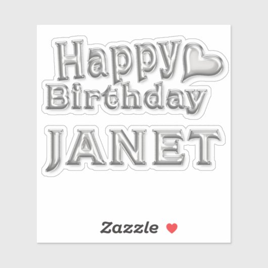 Janet Happy Birthday silver Aufkleber Sticker (Vel)