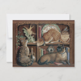 Janet Kruskamp Katten op de boekenplank Postcrossi Briefkaart