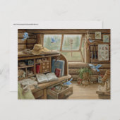 Janet Kruskamp Schilderen Vogel Bureau Postcrossin Briefkaart (Voorkant / Achterkant)