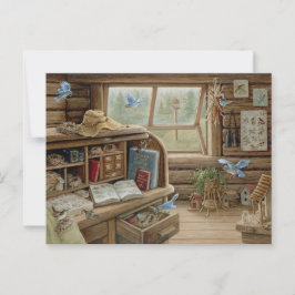 Janet Kruskamp Schilderen Vogel Bureau Postcrossin Briefkaart