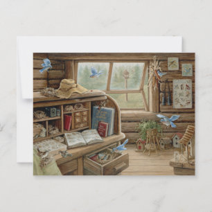 Janet Kruskamp Schilderen Vogel Bureau Postcrossin Briefkaart