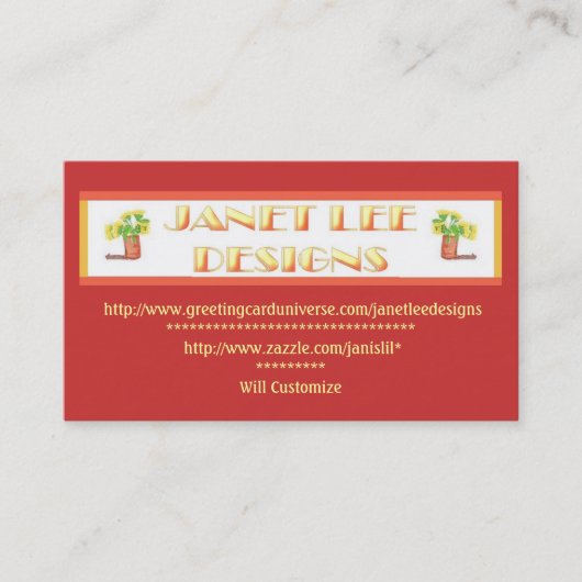 Janet Lee Design Visitekaartje (Voorkant)
