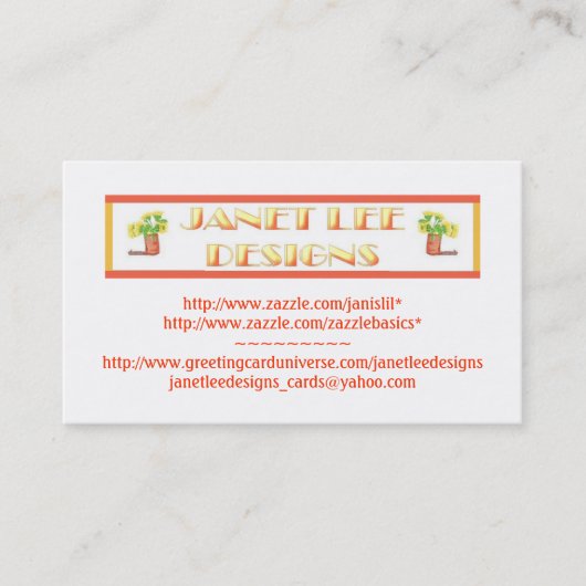 Janet Lee Design-Visitekaartje Visitekaartje (Voorkant)