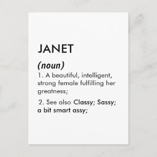 Janet naam, Bewerkbare naam, Aangepaste naam Briefkaart
