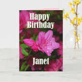 Janet Pink Azalea Happy Birthday Kaart (Gele Bloem)