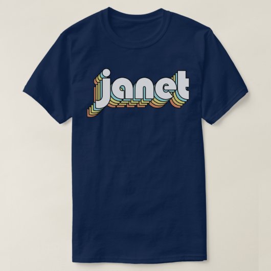 Janet Retro Rainbow Typography Faded Style T-shirt (Design voorkant)