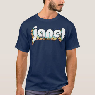 Janet Retro Rainbow Typography Faded Style T-shirt