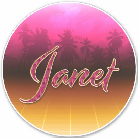 Janet Vorname Name golden pink Aufkleber Sticker (Voorkant)