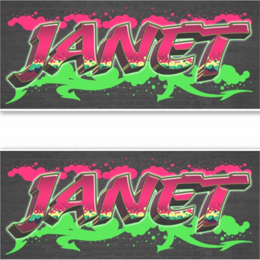 Janet Vorname Name Graffiti Aufkleber Sticker (Voorkant)