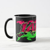 Janet Vorname Name Graffiti red green Tasse Mok (Links)