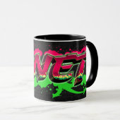 Janet Vorname Name Graffiti red green Tasse Mok (Voorkant rechts)