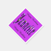 Janette, naam, Logo, Paarse papieren verjaardagsse Servetten (Hoek)