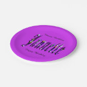 Janette, Name, Logo, Paars Paper Birthday Bord (Gekanteld)