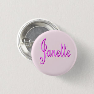 "Janette" Roze Tweekleurige Janette Naam, Ronde Button 3,2 Cm