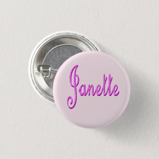 "Janette" Roze Tweekleurige Janette Naam, Ronde Button 3,2 Cm (Voorkant /achterkant)