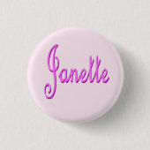 "Janette" Roze Tweekleurige Janette Naam, Ronde Button 3,2 Cm (Voorkant)
