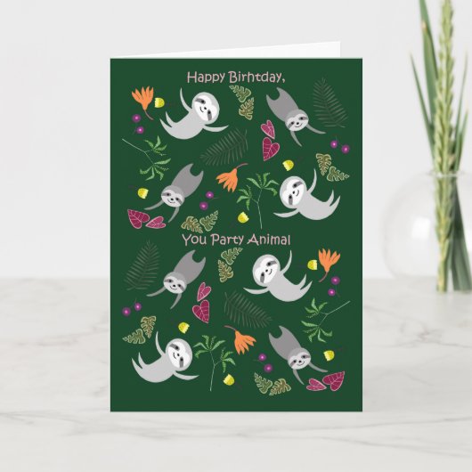 Jangle Sloth Dance Party Animal Funny Birthday Kaart (Voorkant)
