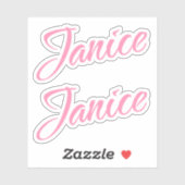 Janice Decoratieve Naam in Roze x2 Sticker (Vel)
