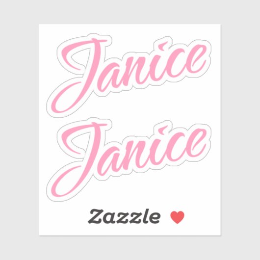 Janice Decoratieve Naam in Roze x2 Sticker (Vel)