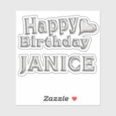 Janice Happy Birthday silver Aufkleber Sticker (Vel)