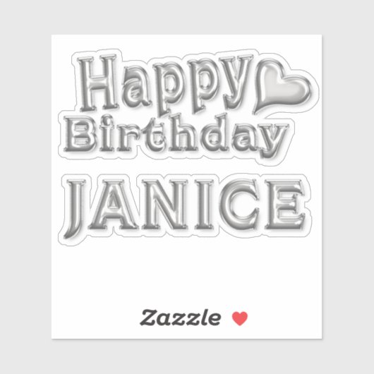 Janice Happy Birthday silver Aufkleber Sticker (Vel)