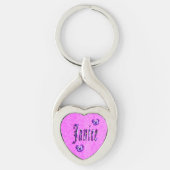 Janice Name Logo met Pansies, Sleutelhanger (Voorkant)
