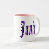 Janice Name Logo, Tweekleurige Koffiemok (Voorkant rechts)