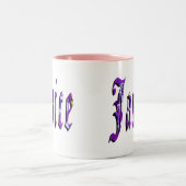Janice Name Logo, Tweekleurige Koffiemok (Center)