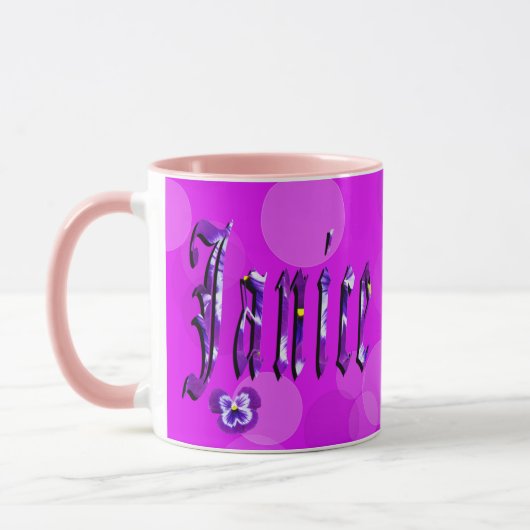 Janice Name with Pansies, Mok (Links)