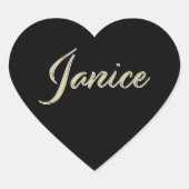 Janice white gold Handwriting Aufkleber Herz Hart Sticker (Voorkant)