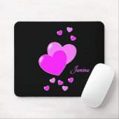 Janina - Cute Pink Hearts, Template For Your Name Muismat (Met muis)