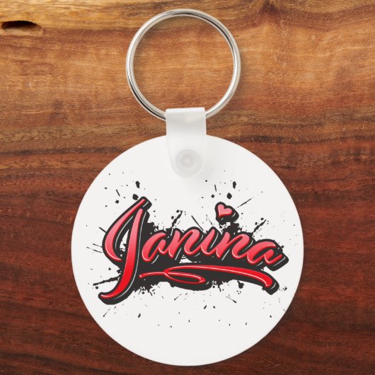 Janina red Heart Graffiti Schlüsselanhänger Sleutelhanger (Voorkant)