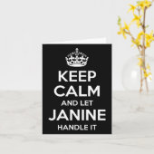 Janine Blijf kalm Gepersonaliseerde Naam Grappige Kaart (Gele Bloem)