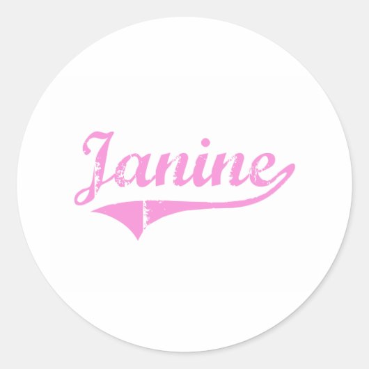 Janine Classic Stijl Naam Ronde Sticker (Voorkant)
