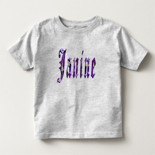Janine, Naam, Logo, Peuters Grijs T-shirt (Voorkant)