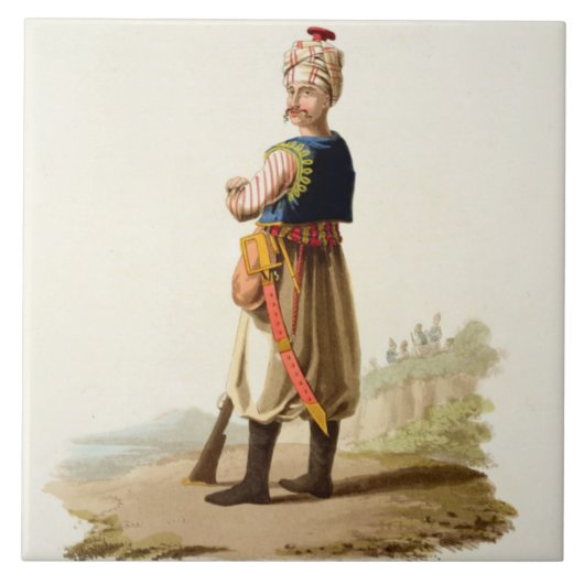 Janissary uit 'Costumes of the Various Nations', Tegeltje (Voorkant)