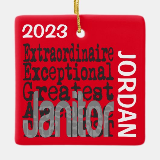 Janitor Buitengewoon CUSTOM Keramisch Ornament (Voorkant)