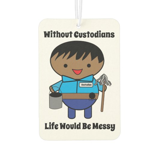 Janitor Custodian Life Messy Black Mannelijk Luchtverfrisser (Achterkant)