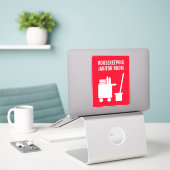 Janitor kamer Housekeeping deurbord vinyl sticker (Laptop op bureau)