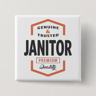 Janitor Logo Gift Ideeën. Vierkante Button 5,1 Cm