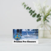 Janitor Mopping | Blauwe halsband schoonmaak banen Visitekaartje (Staand voorkant)