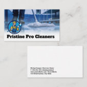Janitor Mopping | Blauwe halsband schoonmaak banen Visitekaartje (Voorkant / Achterkant)