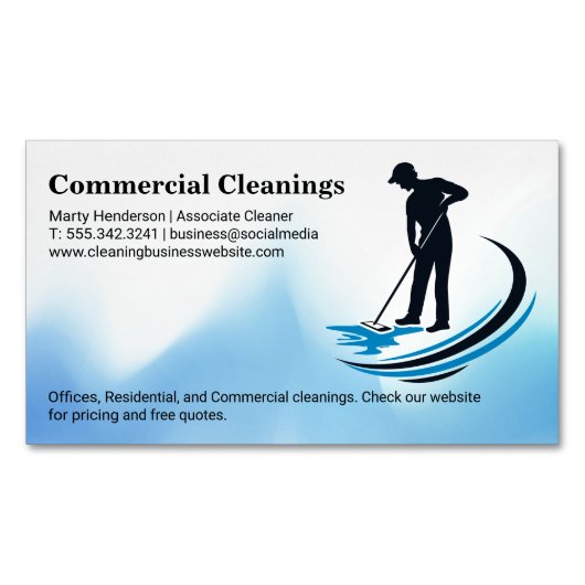 Janitor Mopping | Home Schoonmaak Magnetisch Visitekaartje (Voorkant)