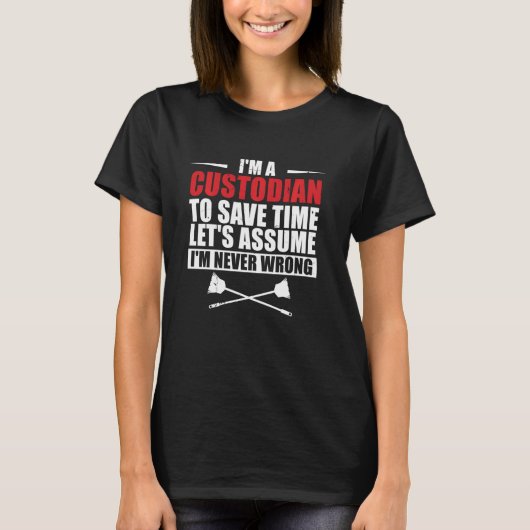Janitor Schoonmaak personeel Ik ben een school bew T-shirt (Voorkant)