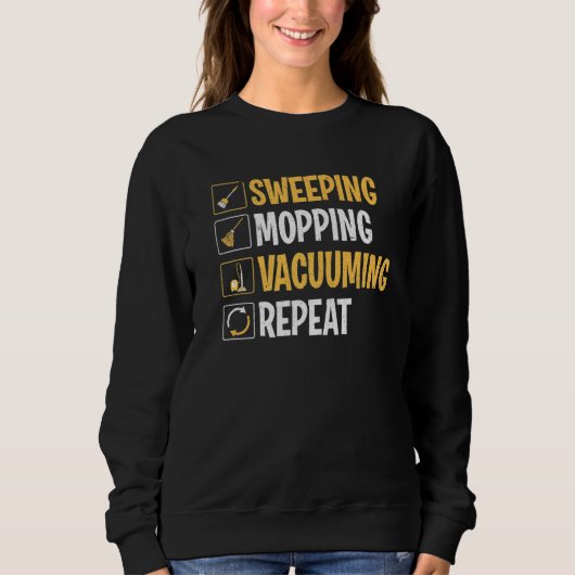 Janitor Sweeping Mopping Vacuumed Custodian Trui (Voorkant)