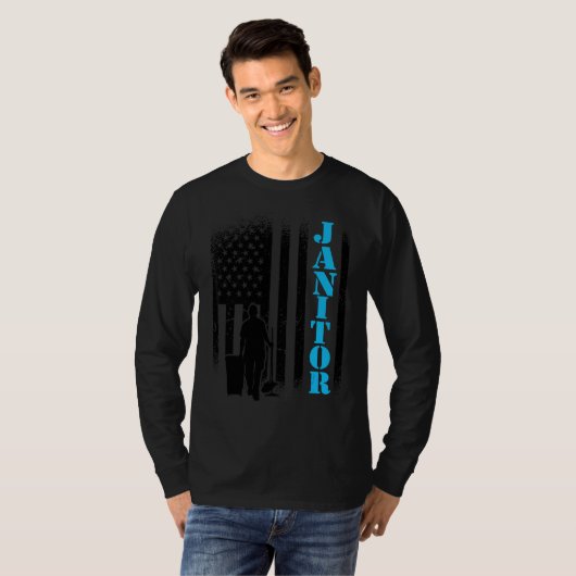 Janitor Usa Flag Janitor Facility Manager Handyman T-shirt (Voorkant volledig)