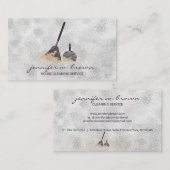 Janitorial Cleaning Gold Sparkle Maid Lady Silver Visitekaartje (Voorkant / Achterkant)