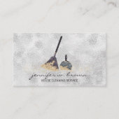 Janitorial Cleaning Gold Sparkle Maid Lady Silver Visitekaartje (Voorkant)