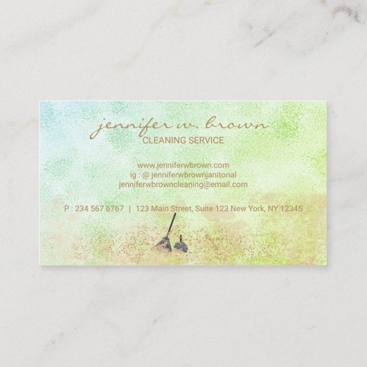 Janitorial Cleaning Green Sparkle Visitekaartje (Achterkant)