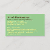 Janitorial Green Eye Lady Cartoon House Cleaning Visitekaartje (Achterkant)